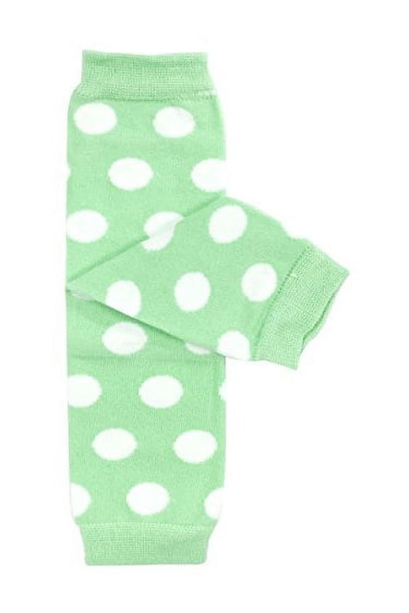 Stripes, Polka Dots & Chevron Baby Leg Warmer & Toddler Leg Warmer for Boys & Girls, Light Green & White Polka Dots