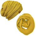 thumbnail image 1 of ALLYDREW Thick Knitted Winter Infinity Circle Scarf and Slouchy Beanie Set, Mustard, 1 of 6