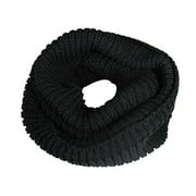 ALLYDREW Unisex Soft Thick Knitted Winter Warm Infinity Scarf Ribbed Knit Infinity Loop Scarf - Black Thick Infinity Scarf