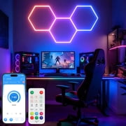 ALLYES Hexagon RGB Lights - Smart RGB LED Wall Lights with Music Sync, DIY Dimmable for Gaming Room, TV, Bedroom, Bar, Gym