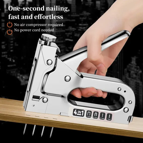 ALLYOUGER 1 Pcs Heavy Duty Manual Staple Gun, Hand Powered Stapler Tool for Wood, Fabric, Decor & Home DIY Repair