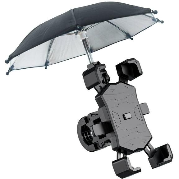 Motorcycle Phone Holder Bike Phone Mount For 4.7"-7" Phone with 360 Rotation, One-Hand Operation, Upgraded Base, Umbrella Design, Black