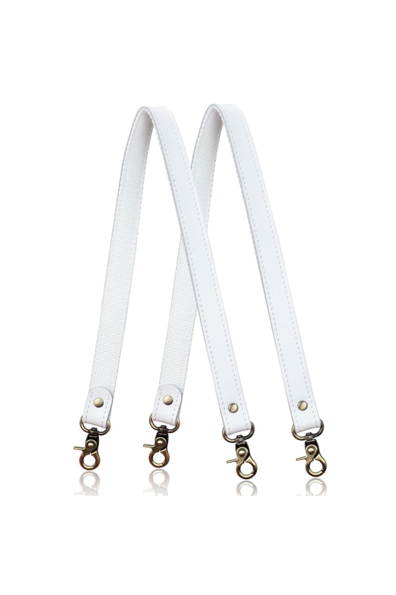 Genuine Cowhide Leather Shoulder Strap 2-Pack with Canvas Backing & Antique Brass Clasps (23.6"x0.8")