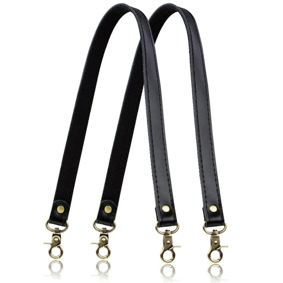 ALLZEDREAM Genuine Cowhide Leather Shoulder Strap 2-Pack with Canvas Backing & Antique Brass Clasps (23.6"x0.8")