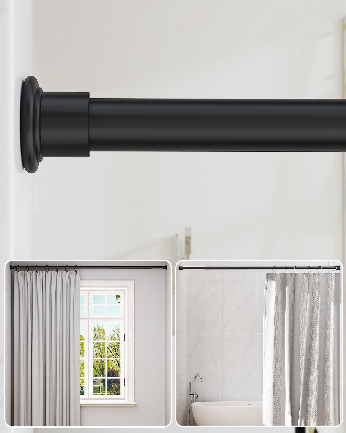 ALLZONE Heavy Duty Tension Shower Curtain Rod 42-83 Inches for Bathroom ...