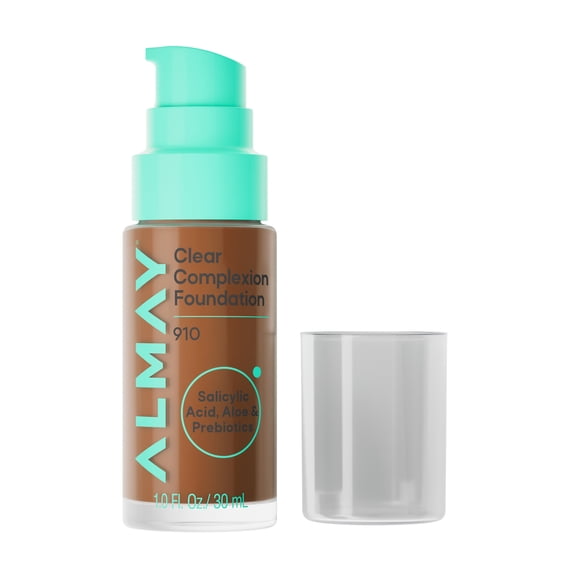 Almay Clear Complexion Foundation, Oil-Free Face Makeup for Acne-Prone Skin, 910, 1 fl oz