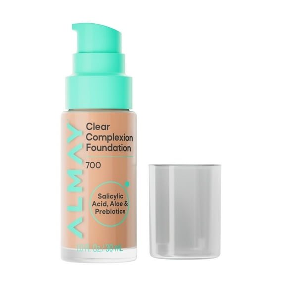 Almay Clear Complexion Foundation, Oil-Free Face Makeup for Acne-Prone Skin, 700, 1 fl oz