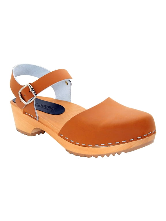 ALMA Swedish Wood Clog Leather Sandals