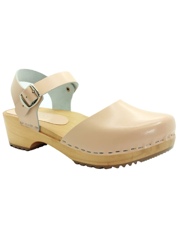 ALMA Swedish Wood Clog Leather Sandals