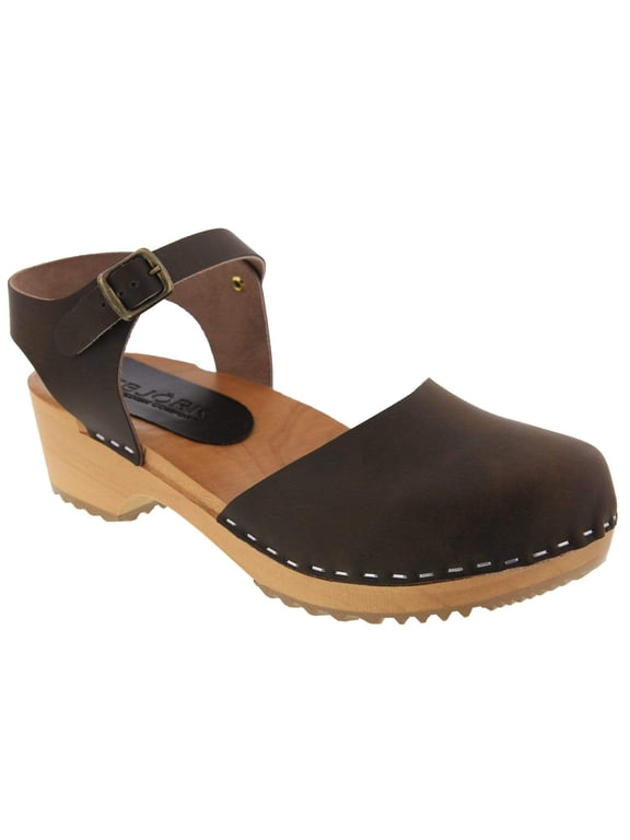 ALMA Swedish Wood Clog Leather Sandals