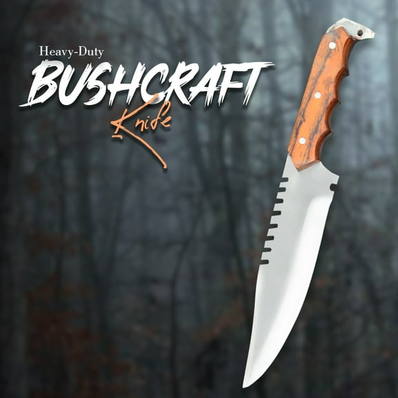 ALMAZAN® Custom Handmade Bushcraft Knife, Outdoor Knife, Camping, Survival Knife Hunting Carbon Steel Full Tang, Leather Sheath