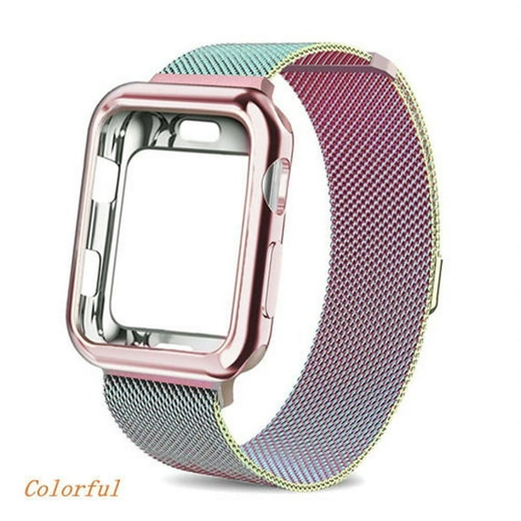 ALMNVO 1/2Pack Milanese Loop Bands Compatible with Apple Watch Bands and Case 44mm 38mm 42mm 40mm Stainless Steel Strap Meshl Metal Wrist and TPU Protective Cover Bumper for iWatch Series SE 6 5 4 3 2