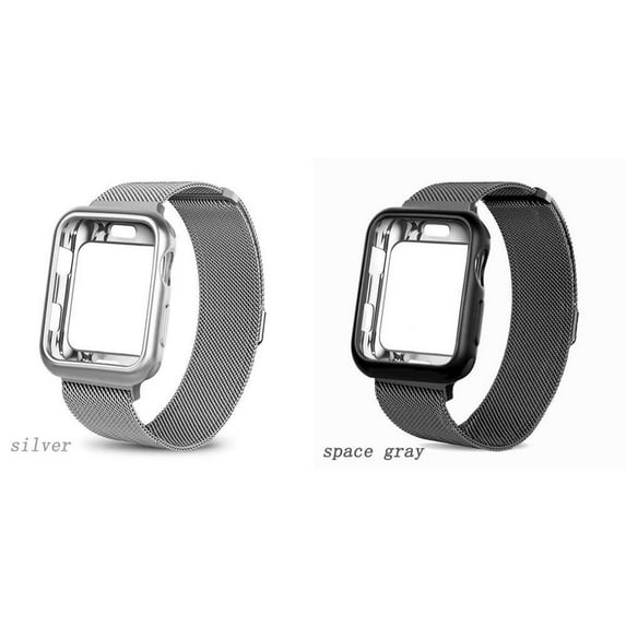 ALMNVO 1/2Pack Milanese Loop Bands Compatible with Apple Watch Bands and Case 44mm 38mm 42mm 40mm Stainless Steel Strap Meshl Metal Wrist and TPU Protective Cover Bumper for iWatch Series SE 6 5 4 3 2
