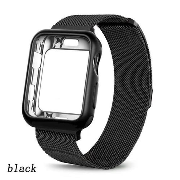 ALMNVO 1/2Pack Milanese Loop Bands Compatible with Apple Watch Bands and Case 44mm 38mm 42mm 40mm Stainless Steel Strap Meshl Metal Wrist and TPU Protective Cover Bumper for iWatch Series SE 6 5 4 3 2