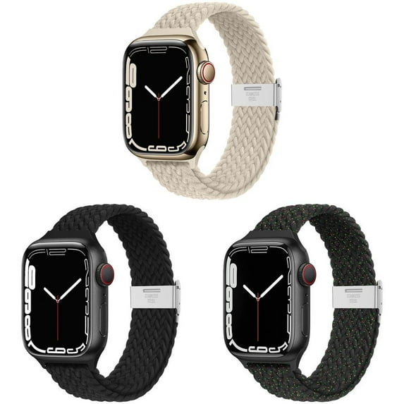ALMNVO (1/3Pack) Slim Bracelet Solo Loop Band for Apple Watch Bands 45mm 40mm 44mm 38mm 49mm 49mm 41mm Women Men , Elastic Adjustable Sport Nylon Strap for iWatch Series Ultra 8 7 6 SE 5 4 3 2 1 Nike