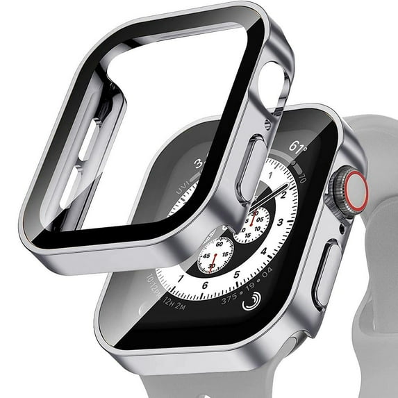 ALMNVO 2/4Pack Hard Waterproof Cover Compatible with Apple Watch Case 45mm 44mm 41mm 40mm Accessories Tempered Glass Shell Protector Bumper Shockproof Case for iWatch Series 9 8 7 SE 6 5 4
