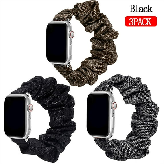 ALMNVO 3 Packs Scrunchie Strap Compatible for Apple Watch Bands 40mm 38mm 41mm 42 mm 44mm 45mm Cute Printed Elastic Solo Loop Band Women Bracelet Strap for iWatch Series 7 6 5 4 3 2 1 SE