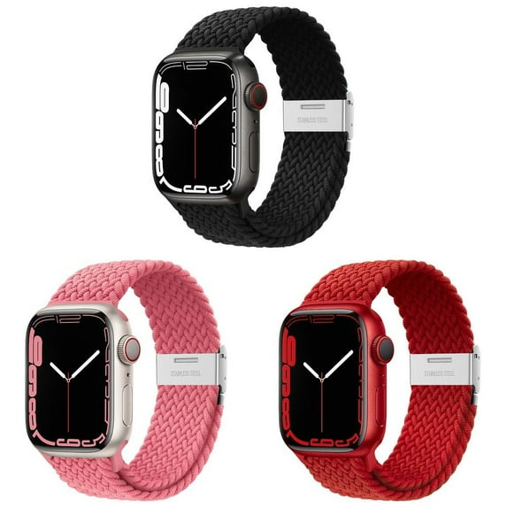 ALMNVO 3Pack Braided Solo Loop for Apple Watch Bands 40mm 38mm 41mm 42mm 44mm 45mm 49mm Men Women, Adjustable Elastic Sport Strap Nylon Band Wristband for iWatch Series Ultra 8 7 SE 6 5 4 3 2 1 Nike