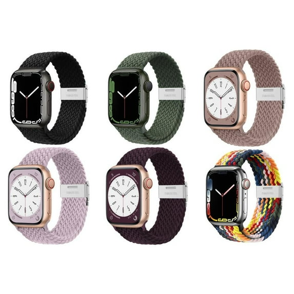 ALMNVO 6Pack Nylon Braided Solo Loop Band Compatible with Apple Watch Ultra Bands 49mm 45mm 41mm 44mm 40mm 38mm 42mm Women Men, Adjustable Stretchy Sport Braided Strap for iWatch Series 8 7 SE 6 5 4 3