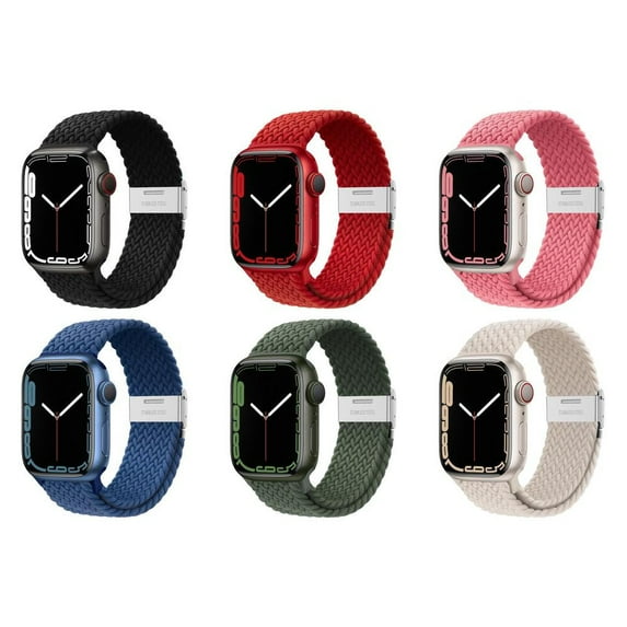 ALMNVO 6Pack Nylon Braided Solo Loop Band Compatible with Apple Watch Ultra Bands 49mm 45mm 41mm 44mm 40mm 38mm 42mm Women Men, Adjustable Stretchy Sport Braided Strap for iWatch Series 8 7 SE 6 5 4 3