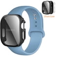 thumbnail image 1 of ALMNVO Compatible with Apple Watch Silicone Sport Bands iWatch Series Band 49mm 45mm 44mm 41mm 40mm and Hard Privacy Screen Protectors Case Cove Apple Watch Series 9 8 7 SE 6 5 4 Ultra 2 Women Men, 1 of 12
