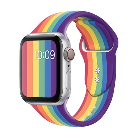 ALMNVO Designer Sport Bands Compatible with Apple Watch Bands 40mm 38mm 41mm 42mm 44mm 45mm Series 7 6 5 4 3 2 1 SE Women Men, Soft Silicone Strap Replacement Wristbands for iWatch Bands