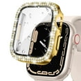 thumbnail image 1 of ALMNVO Diamond Case Compatible with Apple Watch 41mm 40mm 38mm 45mm 44mm 42mm iWatch Series 9 8 7 SE 6 5 4 3 Tempered Glass Screen Protector Crystal Bumper Bling Cases iWatch Protective Cover Women, 1 of 14