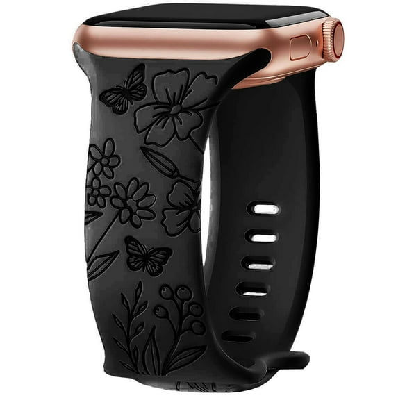 ALMNVO Engraved Sunflower Bands Compatible with Apple Watch Bands 38mm 40mm 41mm 42mm 44mm 45mm 49mm iWatch Series 9 8 7 6 5 4 3 2 1 SE Ultra Ultra 2, Premium Soft Silicone Watch Band for men women