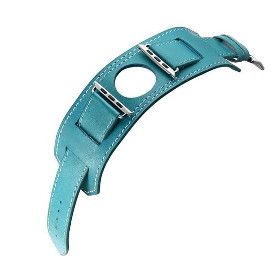 ALMNVO Genuine Leather Cuff Bracelet Compatible with Apple Watch Bands 44mm 45mm 40mm 41mm 38mm 42mm 49mm Men Women, Leather Wristband Accessories for iWatch Series 9 8 7 6 5 4 3 2 1 Ultra
