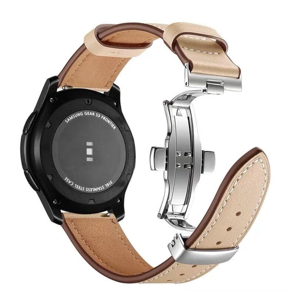 ALMNVO Leather Band for Samsung Galaxy Watch 4/Galaxy Watch 4 Classic /Active 2 / Galaxy Watch 3 41mm Band /Active Bands 20mm Replacement Leather Wristband for Men Women