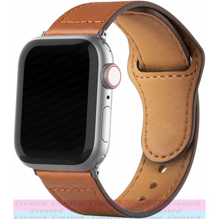 ALMNVO Leather Strap for Apple Watch 7 41mm 45mm Band 6 SE 5 44mm