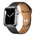 thumbnail image 1 of ALMNVO Leather Strap for Apple Watch Band 44mm 40mm 45mm 41mm 42mm 38mm 44 45 mm iwatch 3 4 5 6 se Bracelet Apple Watch Series 7 Band -Black, 1 of 6