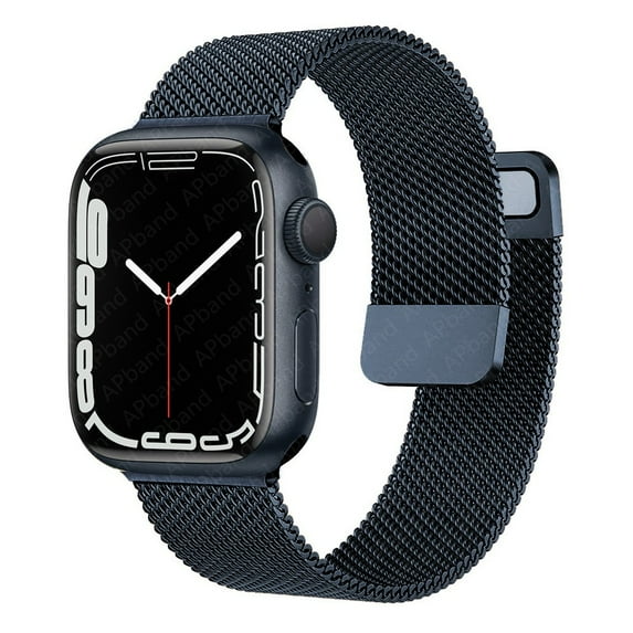 ALMNVO Magnetic Loop Metal Band Compatible with Apple Watch Bands Ultra 49mm 44mm 40mm 45mm 41mm 42mm 38mm Stainless Steel Mesh Bracelet iWatch Apple Watch Series 8 7 SE 6 5 4 3 midnight