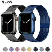 ALMNVO Magnetic Loop Metal Band Compatible with Apple Watch Bands Ultra 49mm 44mm 40mm 45mm 41mm 42mm 38mm Stainless Steel Mesh Bracelet iWatch Apple Watch Series 8 7 SE 6 5 4 3 blue