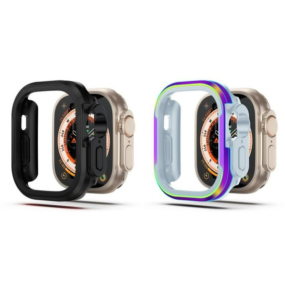 ALMNVO Metal Case Compatible with Apple Watch Ultra 49mm 45mm 41mm 44mm 40mm, Shockproof Protector TPU Bumper Tempered Cover Accessories for iwatch Series Ultra 9 8 7 SE 6 5 4