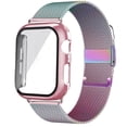 thumbnail image 1 of ALMNVO Milanese Loop and Hard Case Cover Compatible with Apple Watch Bands Case 41mm 40mm 38mm 45mm 44mm 42mm, Stainless Steel Metal Band With Tempered Glass Bumper for iWatch Series 9 8 7 SE 6 5 4 3, 1 of 11
