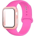 thumbnail image 1 of ALMNVO Silcioen Strap + Case Compatible with Apple Watch Bands 40mm 38mm 44mm 42mm Women Men Screen Protector Tempered Glass Cove With Sport Bracelet Silicone Band for iWatch Series SE 6 5 4 3 2 1, 1 of 8