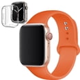 thumbnail image 1 of ALMNVO Silicone Band for Apple Watch Bands 40mm with Silicone Case,Clear Screen Protector Cover with iWatch Band Sport Replacement Wristband for Apple Watch Series 6 5 4 SE Strap -Apricot, 1 of 7