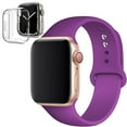 thumbnail image 1 of ALMNVO Silicone Watch Band Case for Apple Watch Bands 40mm Screen Protector Case,Wristband Strap Band with Silicone Clear Screen Protective Cover for iWatch Series SE 6 5 4 -Purple, 1 of 9