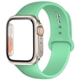 thumbnail image 1 of ALMNVO Sport Silicone Band + Glass Hard Case Cover Compatible with Apple Watch Bands and Case 45mm 44mm 41mm 40mm Women Men, Sport Strap and Tempered Glass Bumper for iWatch Series 9 8 7 SE 6 5 4, 1 of 11