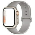 thumbnail image 1 of ALMNVO Sport Silicone Band + Glass Hard Case Cover Compatible with Apple Watch Bands and Case 45mm 44mm 41mm 40mm Women Men, Sport Strap and Tempered Glass Bumper for iWatch Series 9 8 7 SE 6 5 4, 1 of 11