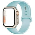 thumbnail image 1 of ALMNVO Sport Silicone Band + Glass Hard Case Cover Compatible with Apple Watch Bands and Case 45mm 44mm 41mm 40mm Women Men, Sport Strap and Tempered Glass Bumper for iWatch Series 9 8 7 SE 6 5 4, 1 of 11