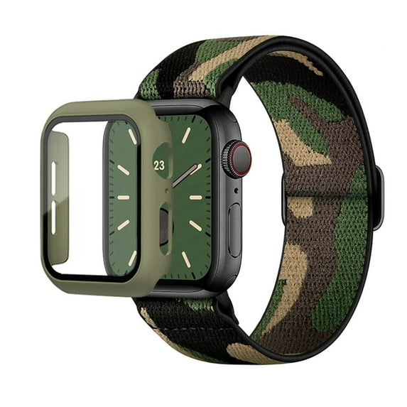 ALMNVO Stretchy Band and Case Compatible with Apple Watch Bands and Case 41mm 40mm 43mm 45mm 44mm 42mm Scrunchie Nylon Braided Solo Loop Band Women Men for iWatch Series 9 8 7 SE 6 5 4 3 2 1