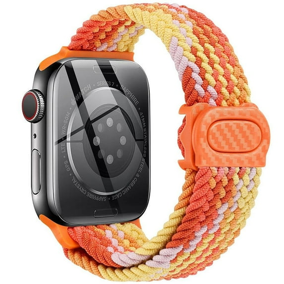 ALMNVO Stretchy Braided Solo Loop Wristbands Compatible with Apple Watch Bands 41mm 40mm 38mm 49mm 45mm 44mm 42mm Nylon Strap for iWatch Series 9 8 7 SE 6 5 4 3 2 1 Ultra