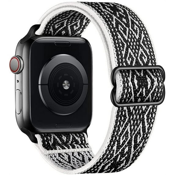 ALMNVO Stretchy Nylon Solo Loop Band Compatible with Apple Watch Bands 38mm 40mm 44mm 42mm 41mm 45mm Ultra 49mm Adjust Stretch Braided Elastics Strap for iWatch Series 8/7/6/5/4/3 SE,Bohemia white