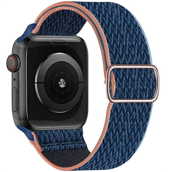 ALMNVO Stretchy Nylon Solo Loop Band Compatible with Apple Watch Bands 38mm 40mm 44mm 42mm 41mm 45mm Ultra 49mm Adjust Stretch Braided Elastics Strap for iWatch Series 8/7/6/5/4/3 SE,NEW midnight blue