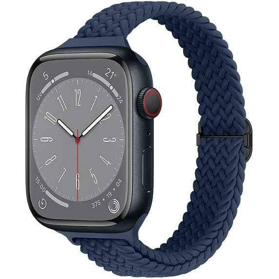 ALMNVO Stretchy Slim Braided Solo Loop Bands Compatible with Apple Watch Bands 41mm 40mm 38mm 49mm 45mm 44mm 42mm Women Men, Thin Nylon Wristband for iWatch Series 9 8 7 SE 6 5 4 3 2 1 Ultra