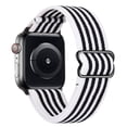 thumbnail image 1 of ALMNVO Stretchy Solo Loop Compatible with Apple Watch Bands 45mm 41mm 44mm 40mm 38mm 42mm ,Adjustable Braided Sport Elastic Nylon Wristband for iWatch Series 7/6/SE/5/4/3/2/1 -stripe white black, 1 of 8