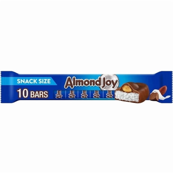 ALMOND JOY Coconut and Almond Chocolate Snack Size, Candy Bars, .6 oz (10 Count)