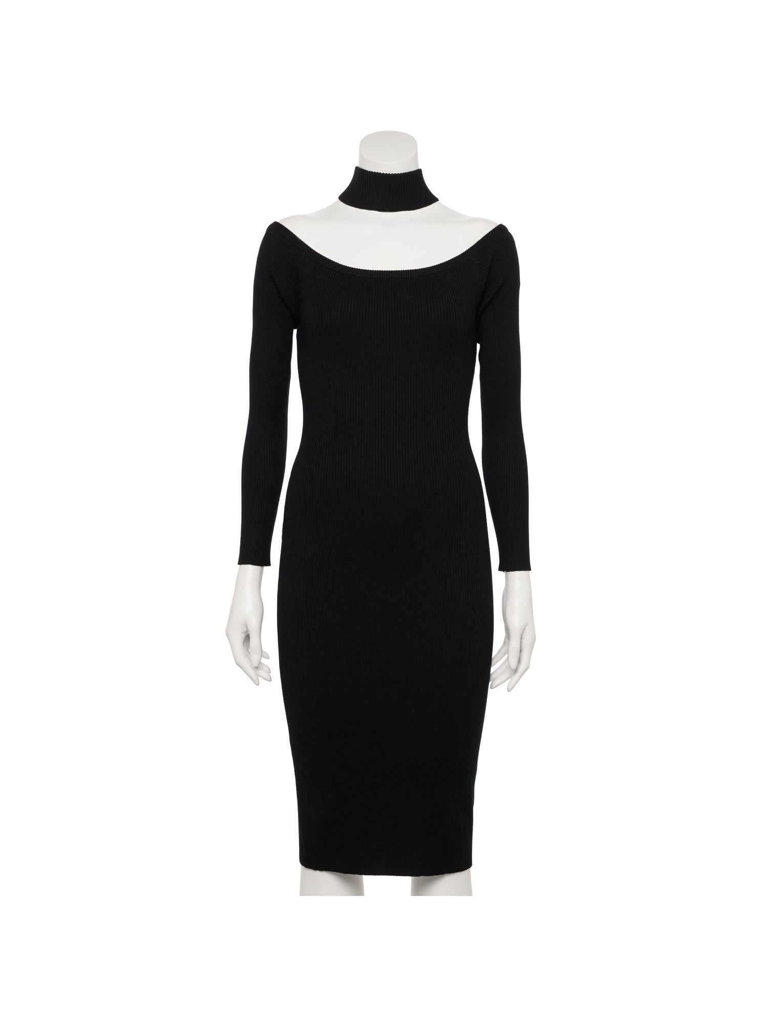 almost famous black and white dress Womens Cold Shoulder Ribbed Long Sleeve Mock Neck Midi Cocktail Sweater XL adhesive bra SAPG::GRP_2629029 ~ Color::Black/White House Of CB Kaia Size:0X
